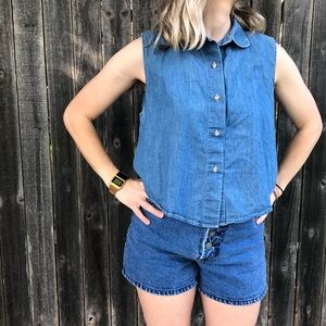 American Apparel sleeveless denim button-up!